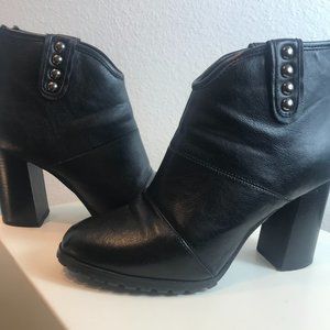 Karma Electric black studded leather heel booties size 8.5